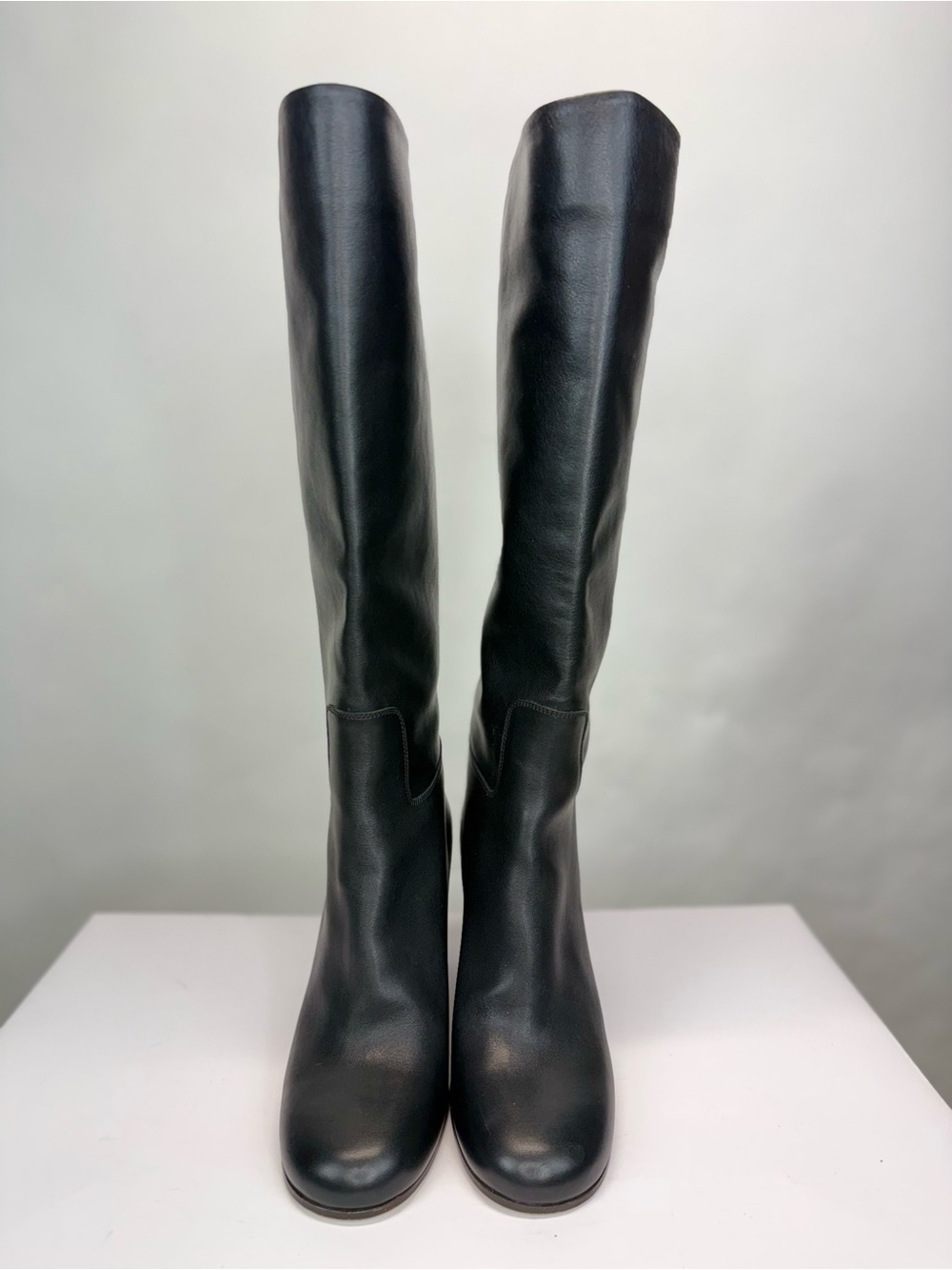 Ferragamo Ovidio 85 Knee-High Boot Black Leather Sz 7.5 - Picture 6 of 16